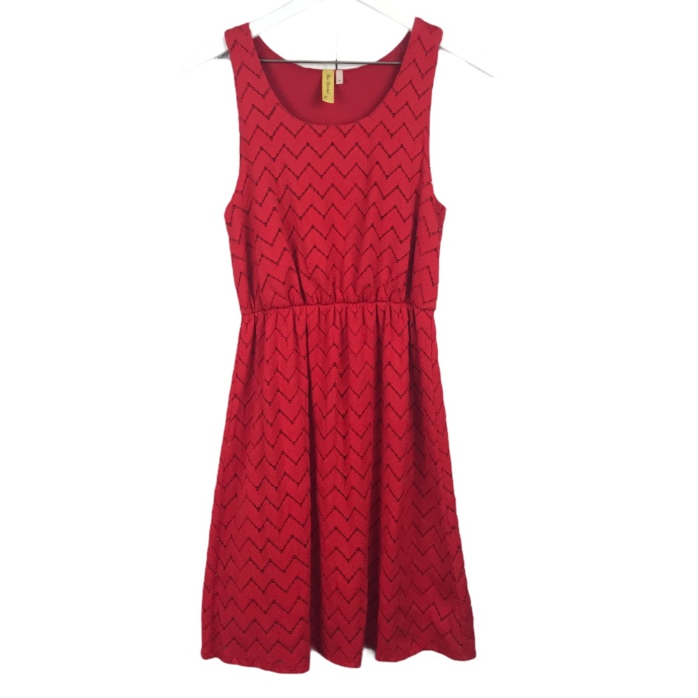 Bee Stitched Red Lace A Line Sleeveless Lace Dress Sz M